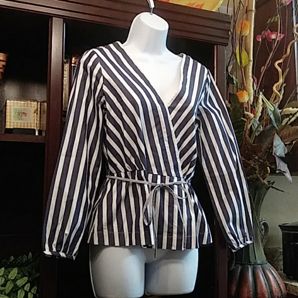 J crew top,  blue and white stripe - Picture 3 of 8